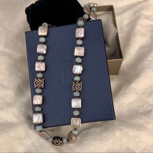 NWOT Blue Nile 18” Gray Square Pearl Necklace